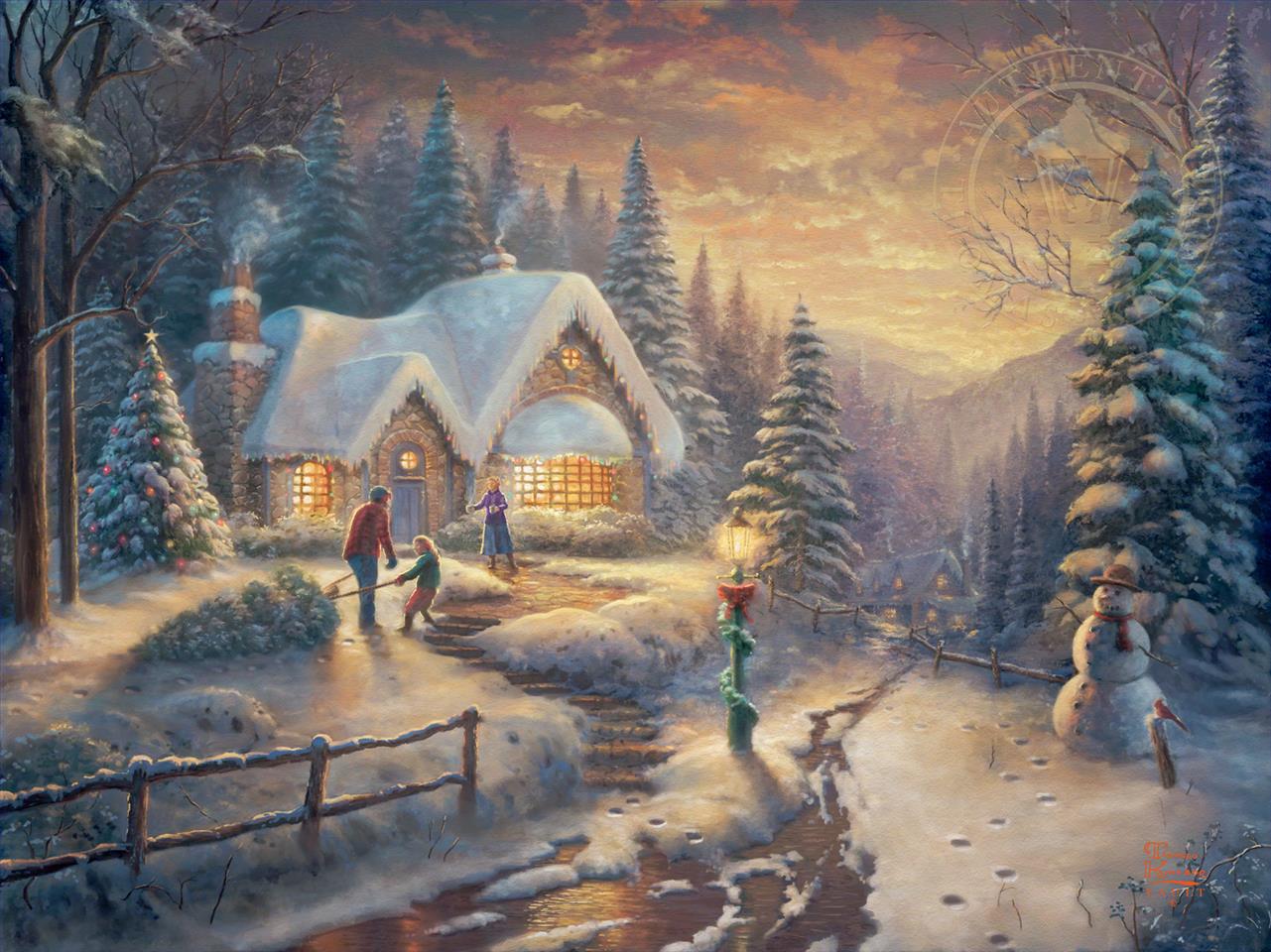 Country Christmas Homecoming Thomas Kinkade Oil Paintings